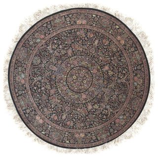 Black Traditional All Over Finely Woven Indo Tabriz Area Rug