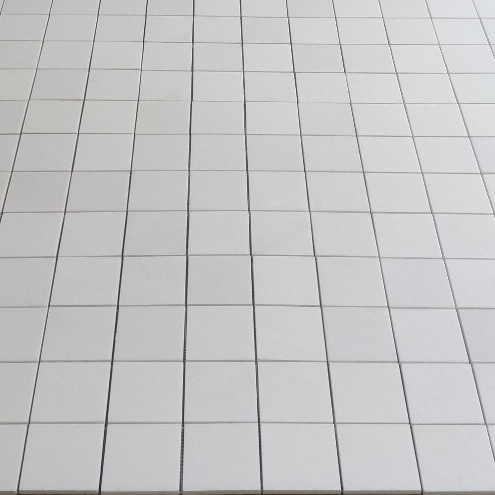 Thassos White Marble 3x3 Square Mosaic Tile Honed, 1 sheet