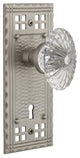 Nostalgic Craftsman Plate w/ Oval Fluted Crystal Knob and Keyhole, Satin Nickel