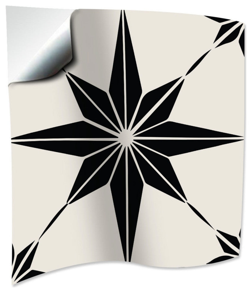 4" x 4" Black and White Mono Cross Peel and Stick Tiles