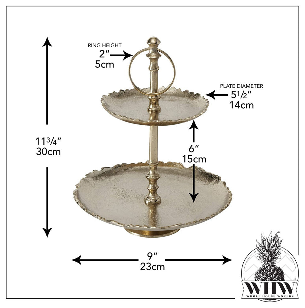 Grand Hotel 2 Tier Tray Round Stand, 11.75 Inches Tall