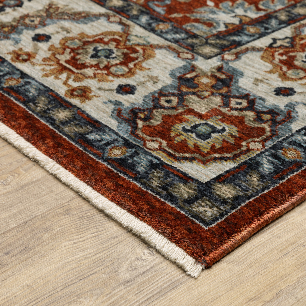 Augustus Panel Medallions Red/ Ivory Indoor Area Rug, Red, 7'10"x10'10"