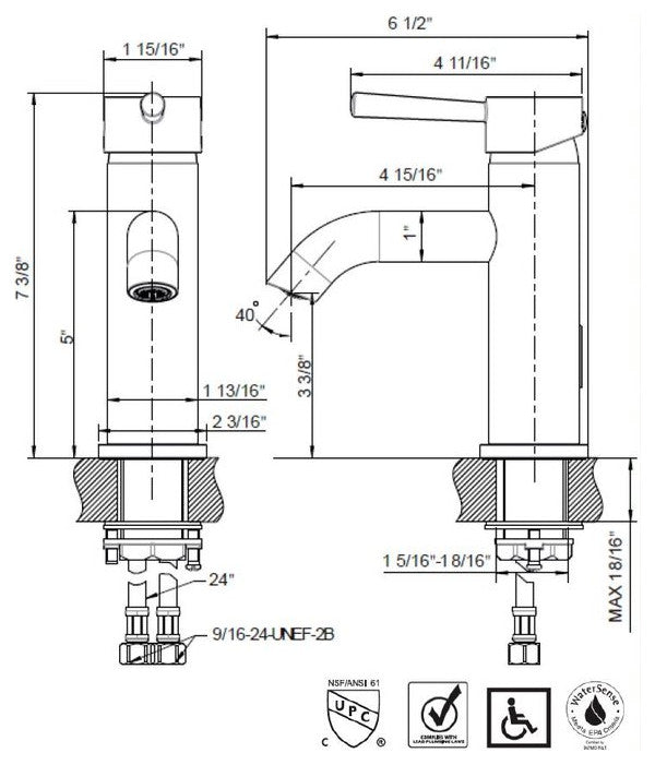 Ultra Faucets UF3650X Single Handle Bathroom Faucet, Polished Chrome