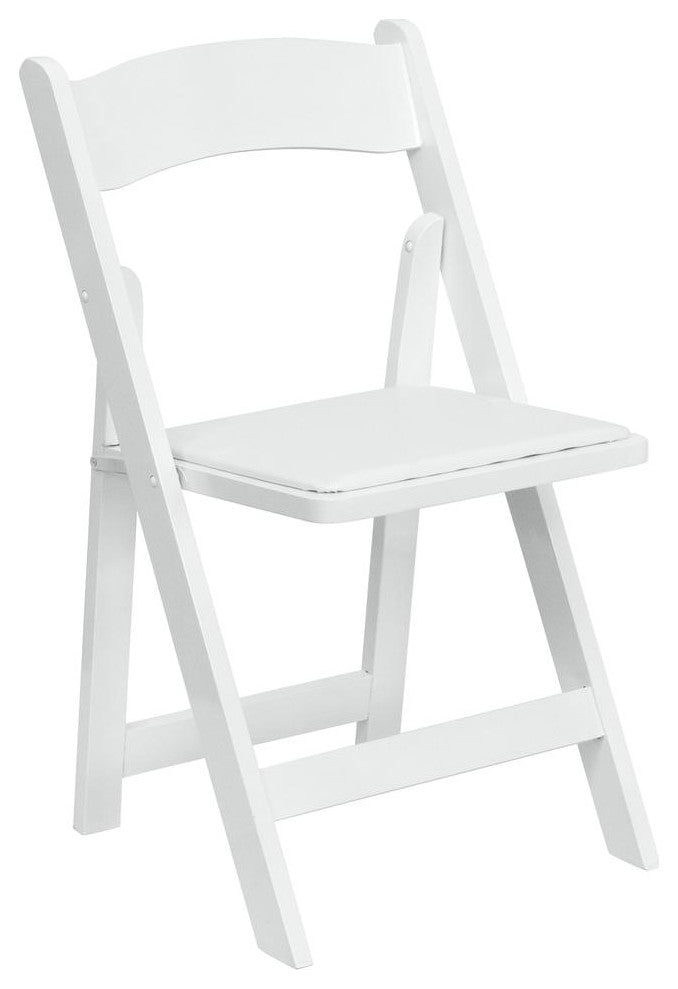 2 Pack White Wood Folding Chair with Vinyl Padded Seat