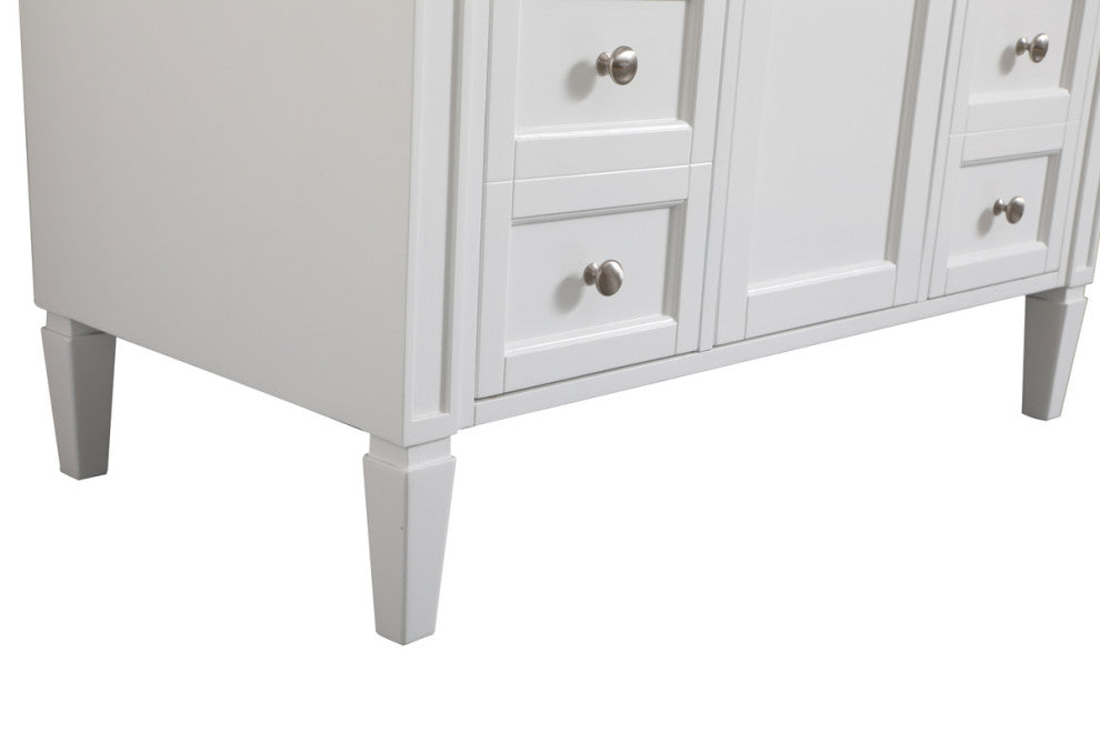 Home Living Vanity with Carrara White Marble Countertop, White, 42", Single Sink