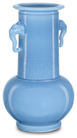 Sky Blue Elephant Handles Vase