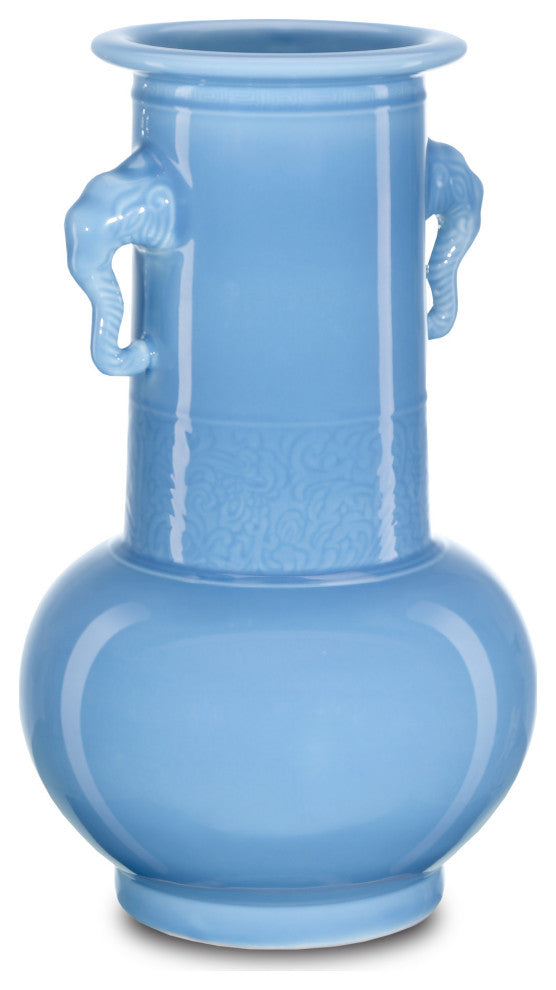 Sky Blue Elephant Handles Vase