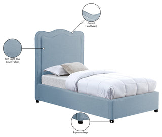 Felix Linen Upholstered Bed, Sky Blue, Twin