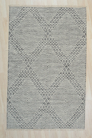 Handwoven Wool Black Contemporary Geometric Punja Killim Rug, 4'x6'