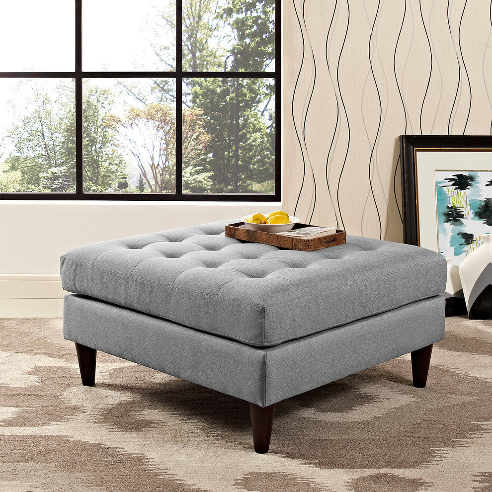 Empress Upholstered Large Ottoman, Light Gray