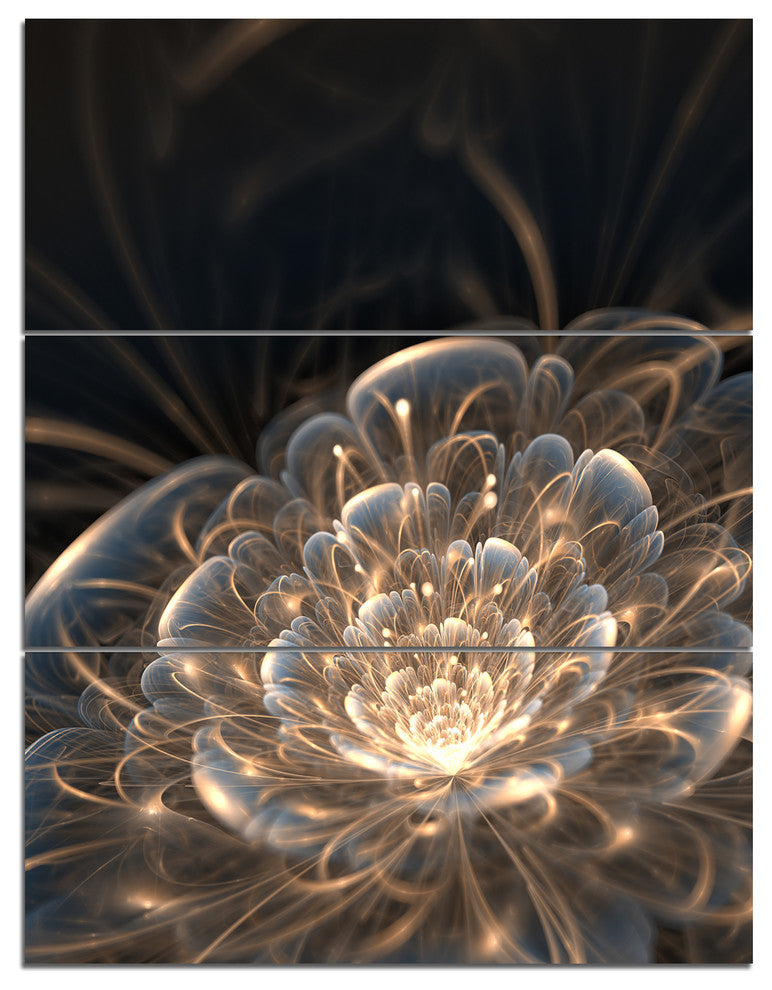 "Fractal Flower With Golden Rays" Canvas Art Print, 3 Panels, 28"x36"