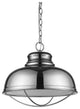Ansen Indoor 1-Light Pendant With Metal Shade, Polished Nickel