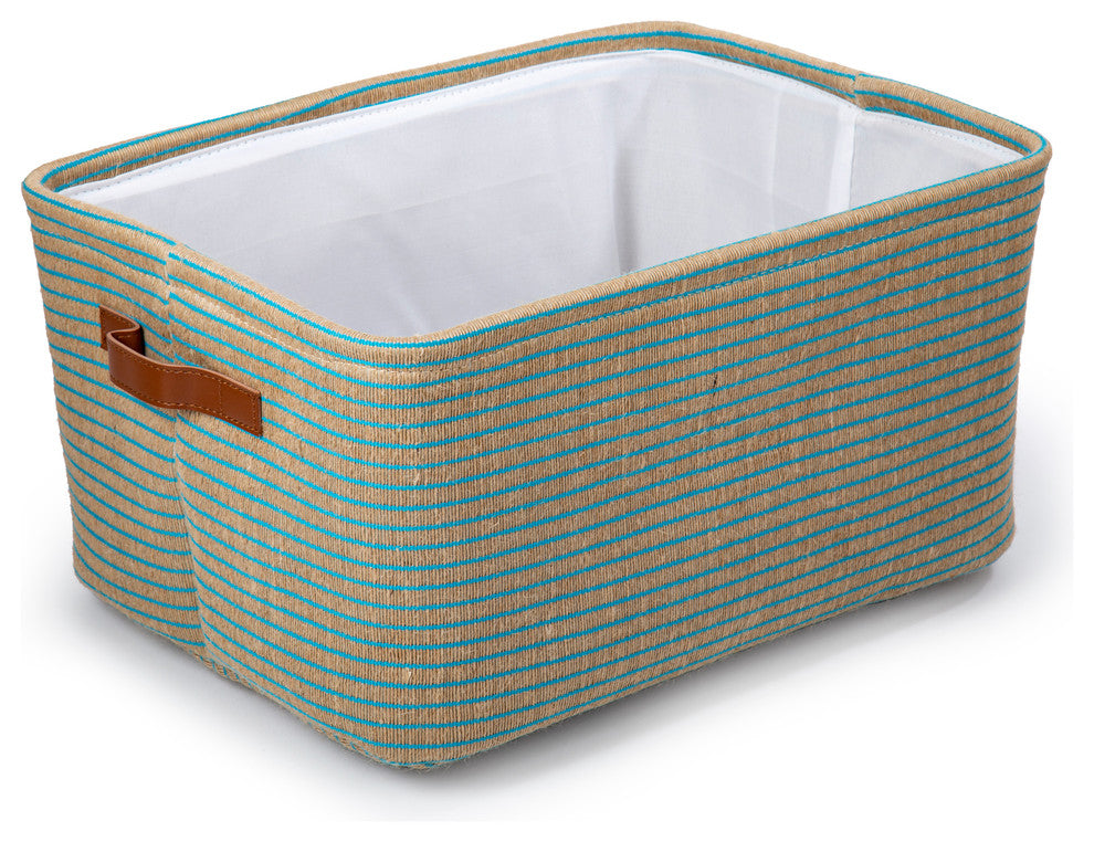 Striped Organizational Storage Basket, 3-Piece Set, Blue/Neutral