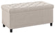 35" Storage Ottoman, Button-Tufted Linen Storage Bench - Beige