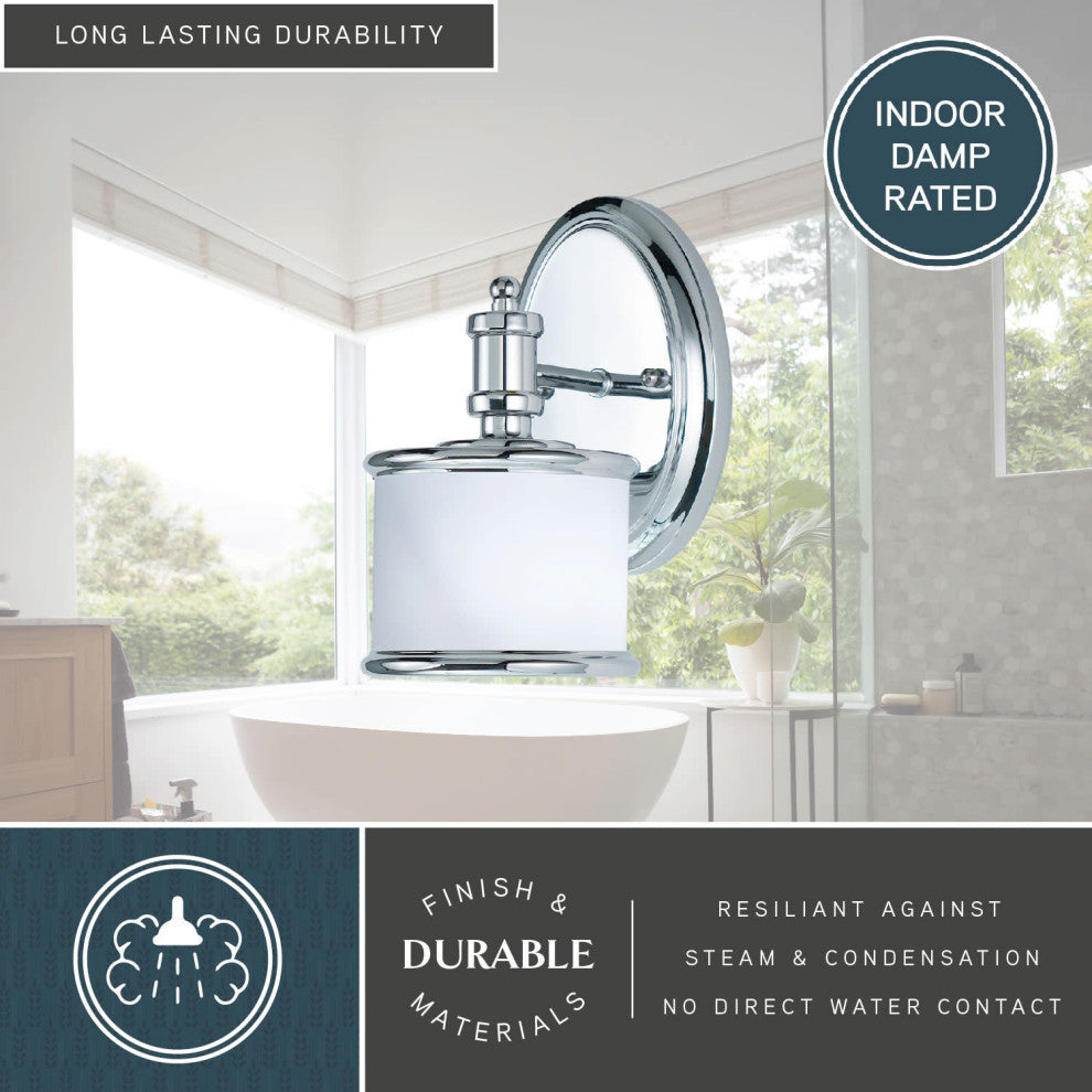 Vaxcel Lighting CR-VLU001 Carlisle 1 Light 8"H Bathroom Sconce - Chrome