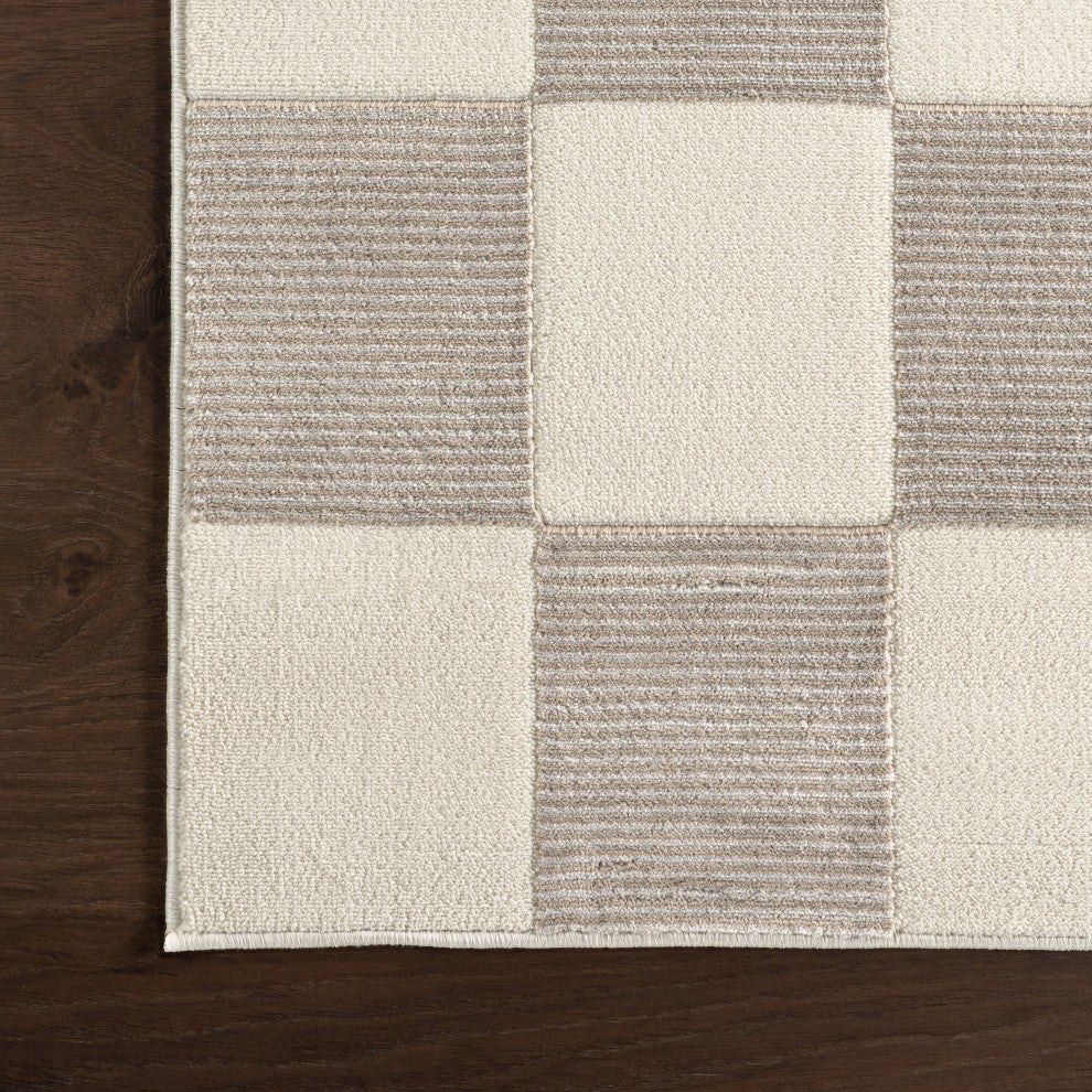 Nuloom Zhuri Checkered Washable Rug, Cream 3' x 5'