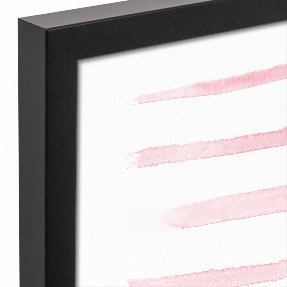 Pink Watercolor Stripes 16x20 Black Framed Canvas