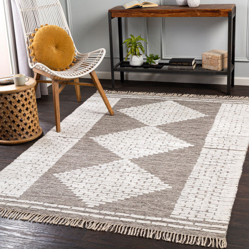 Surya Salinas SLS-2302 8'x10' Rug, White/Dark Brown/Beige