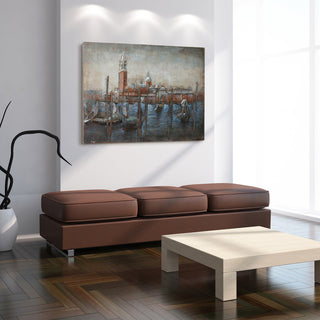 Gondolas Wall Art Mixed Media Hand Painted Iron Wall Sculpture, 48"x 32"