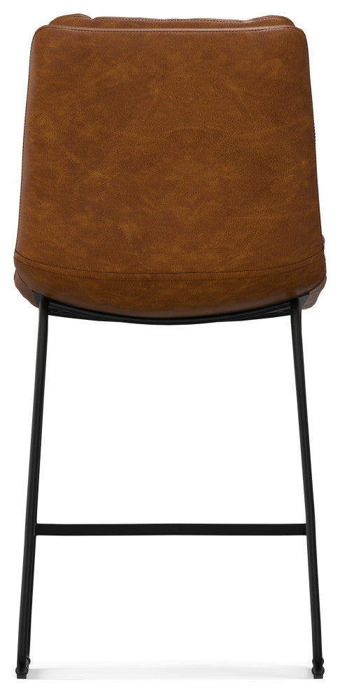 Danika Counter Height stool, Set of 2, Camel Brown Vegan Faux Leather