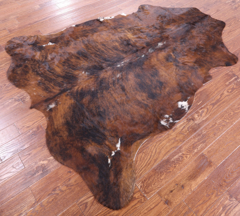 7' 6" X 6' 8" Brindle Natural Cowhide Rug C1752