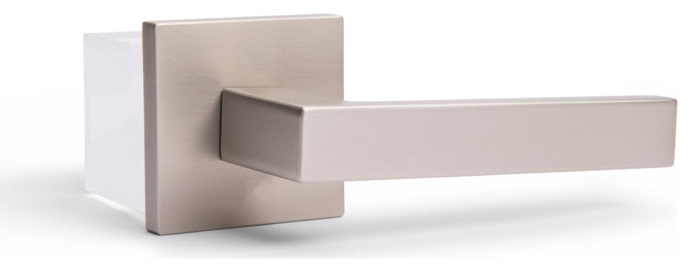 Modern Heavy Duty Designer Interior Door Lever - Allen Collection, Satin Nickel, Privacy Right Hand