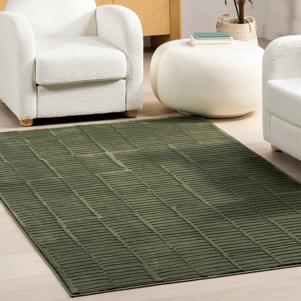 Nuloom Kailani Geometric Washable Rug, Green 5' x 8'