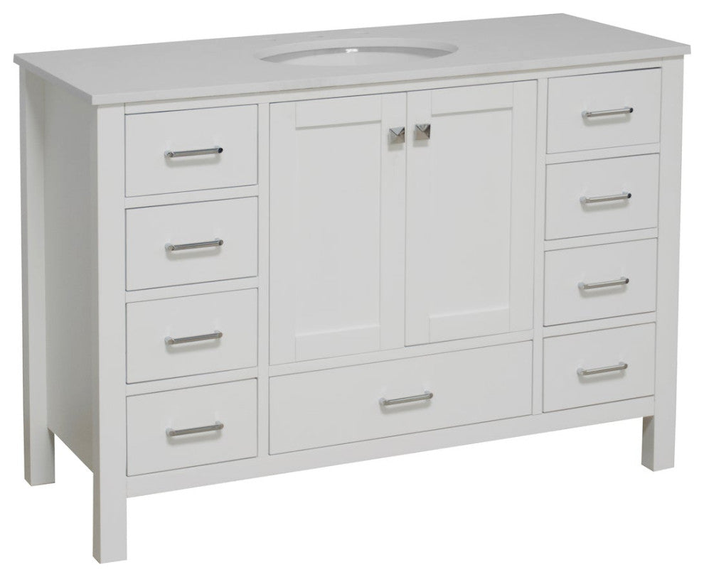 Kitchen Bath Collection Horizon 48" Bathroom Vanity, White, Engineered White