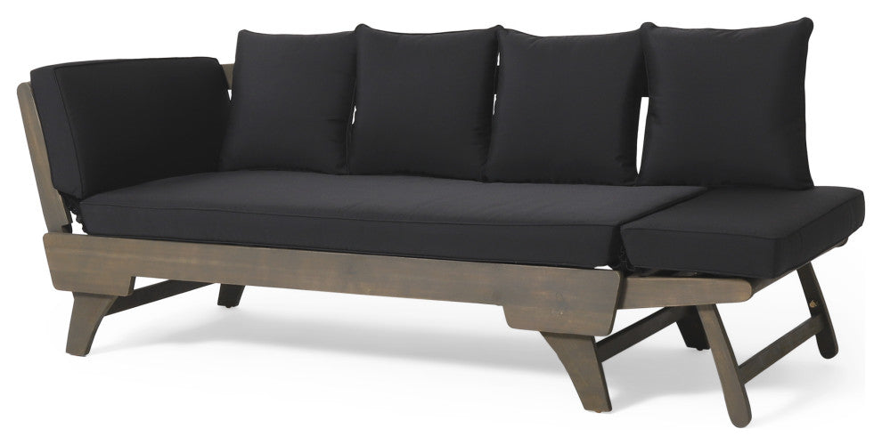 Othello Outdoor Acacia Wood Daybed With Cushions
