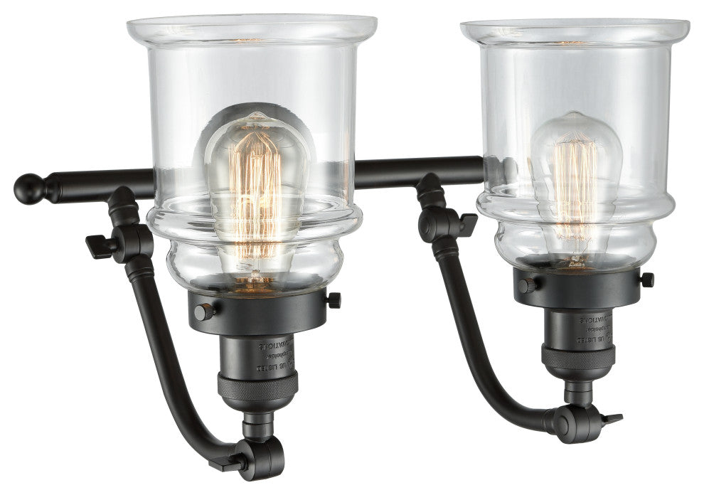 Canton 2-Light Bath Fixture, Clear Glass, Oil Rubbed Bronze, Incandescent