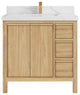 Elizabeth 36 Center Sink Bath Vanity in Light Natural Teak 2" Calacatta Laza