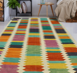 Modern Flatweave Milford Ivory/Red Rug, 5'10x7'11