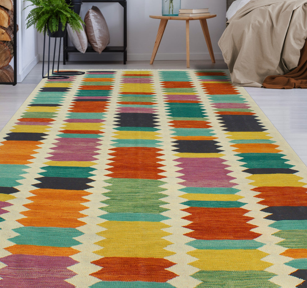 Modern Flatweave Milford Ivory/Red Rug, 5'10x7'11