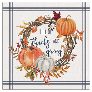 Thanks And Giving Fall Wreath 1 16"x16" Canvas Wall Art