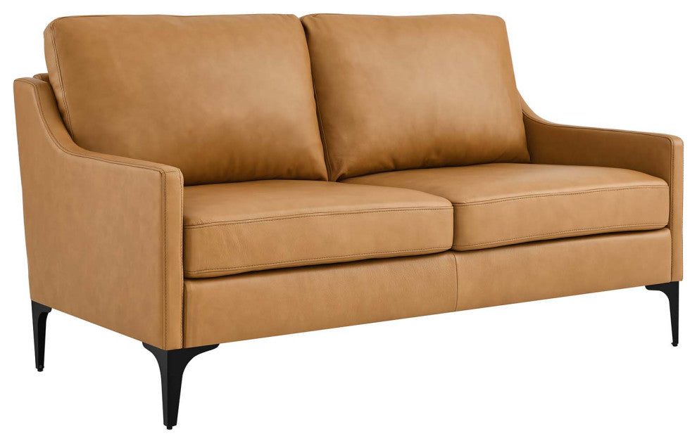 Corland Leather Loveseat, Tan