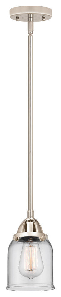 Small Bell Mini Pendant, Polished Nickel, Clear, Clear