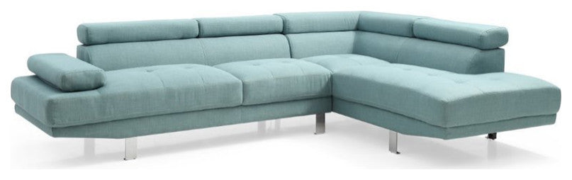 Glory Furniture Riveredge Twill Fabric Sectional in Teal