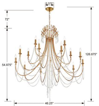 Arcadia 15 Light Antique Gold Chandelier