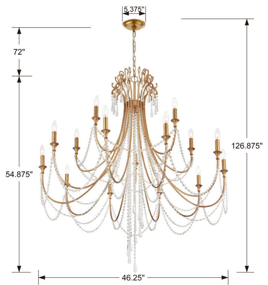 Arcadia 15 Light Antique Gold Chandelier