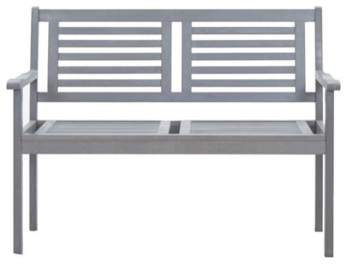 vidaXL Loveseat Wooden Outdoor Bench with Backrest Gray Solid Wood Eucalyptus