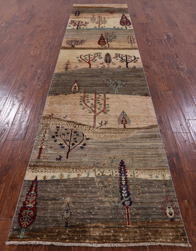 2' 10" X 11' 7" Runner Persian Gabbeh Tribal Wool Rug Q7950
