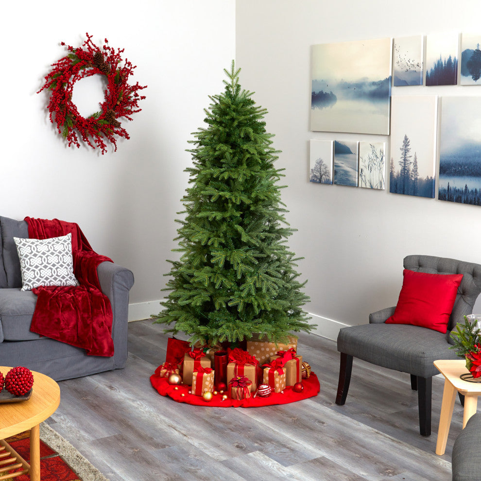 6' Vancouver Fir Natural Look Faux Xmas Tree W/ Clear Lights & Bendable Branches