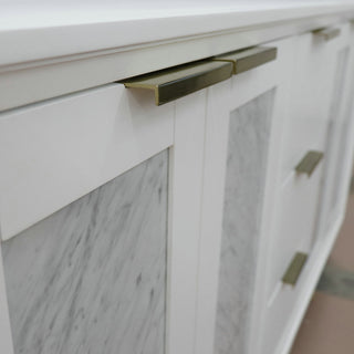 61" Double Sink Vanity, White Finish With Black Galaxy Granite
