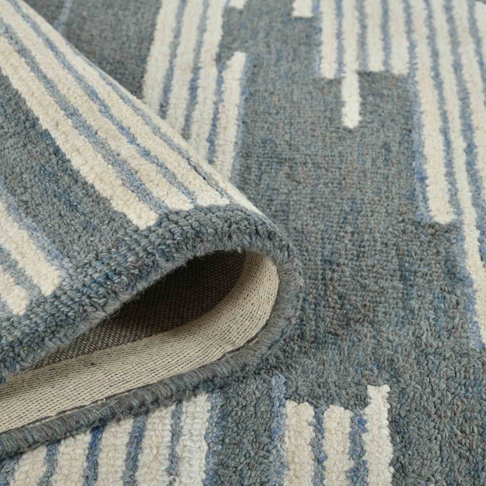 Chicago Umika Area Rug, Blue, 9'' x 13'', Geometric