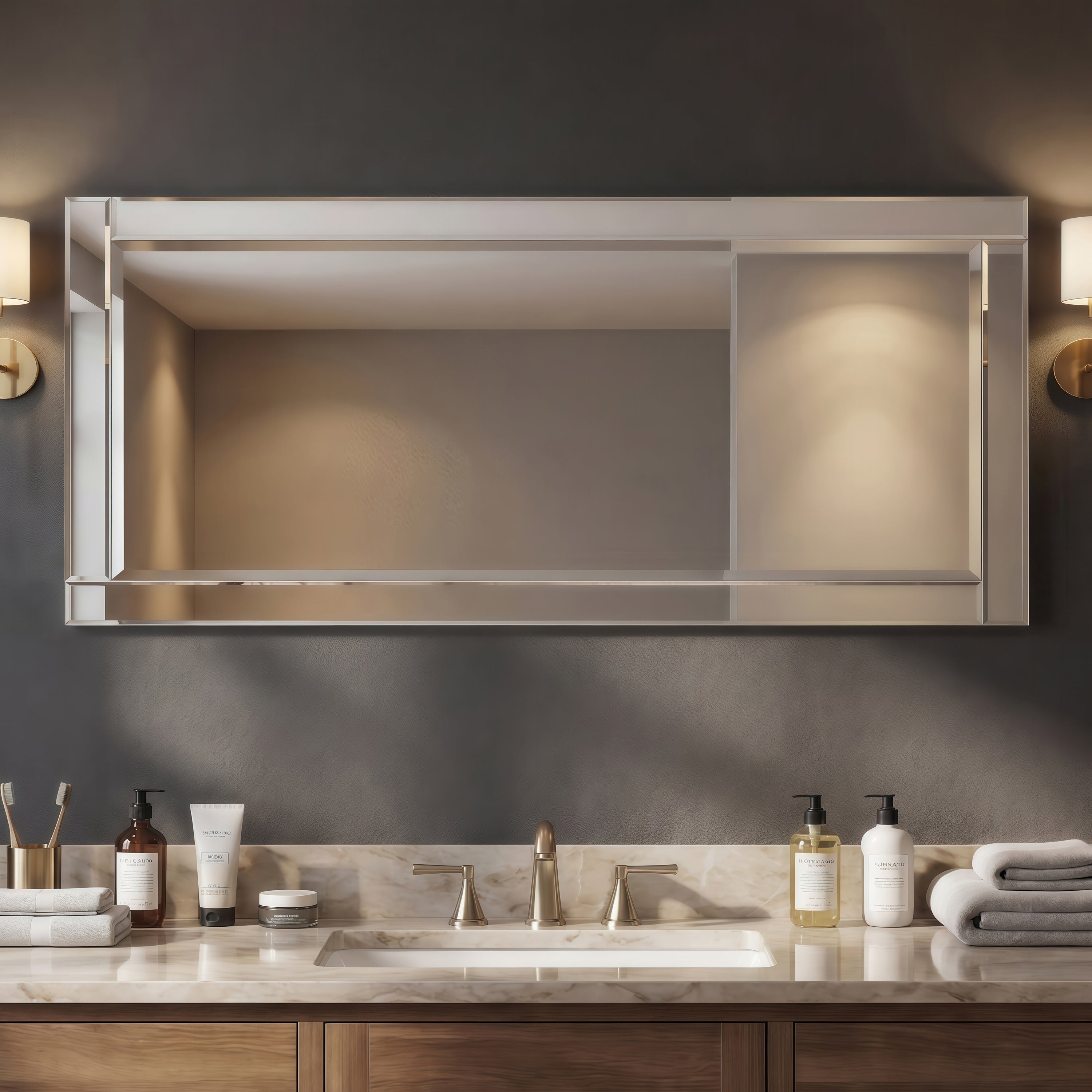 Modern Beveled Wall Mirror, 24"x54"
