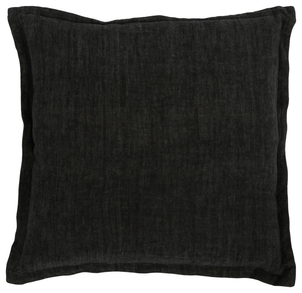 Amy 100% Linen 22" Square Throw Pillow by Kosas Home , Chalk Charcoal