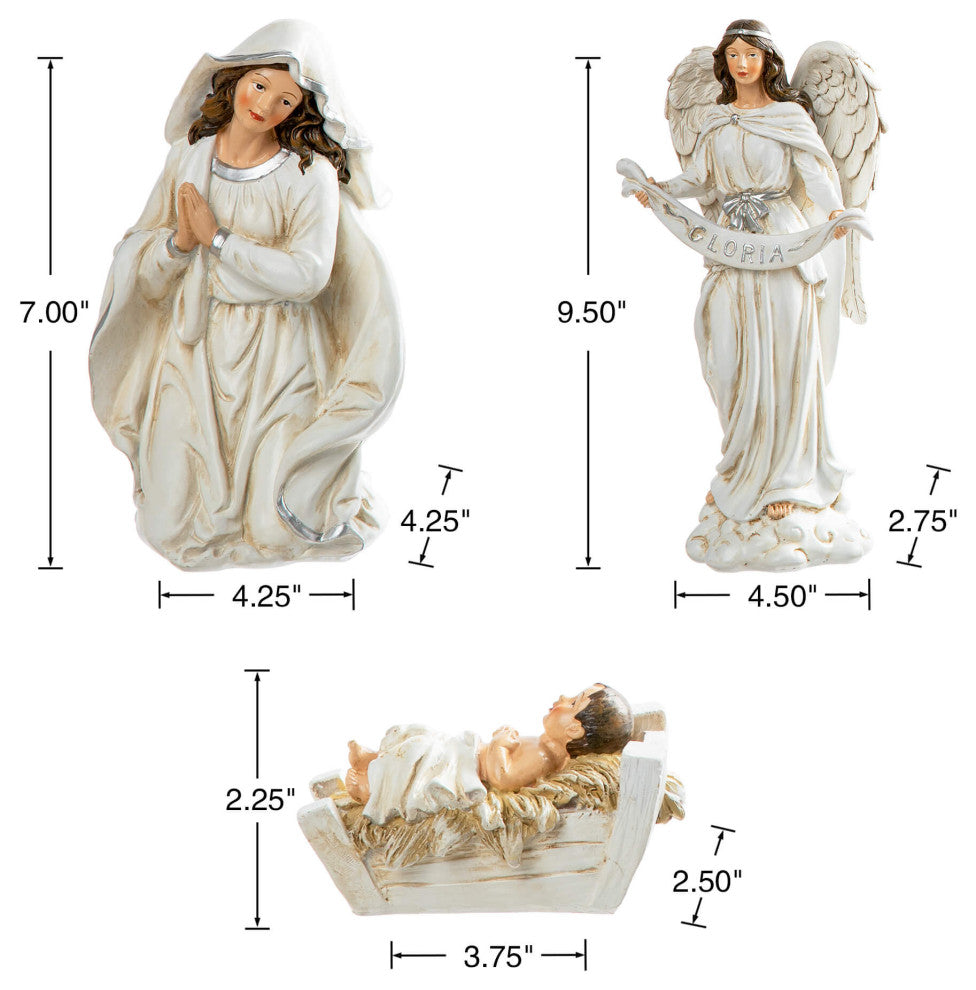 12-Piece Ivory Resin Nativity Figurine Set