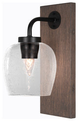 Oxbridge Wall Sconce, Matte Black & Painted Distressed Metal, 6" Clear Bubble