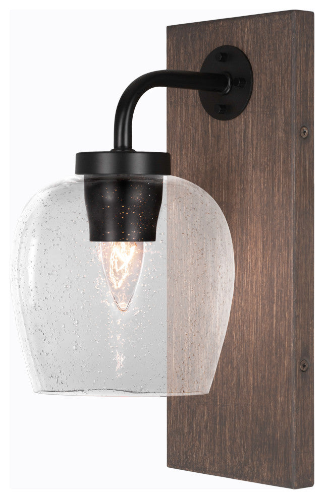 Oxbridge Wall Sconce, Matte Black & Painted Distressed Metal, 6" Clear Bubble