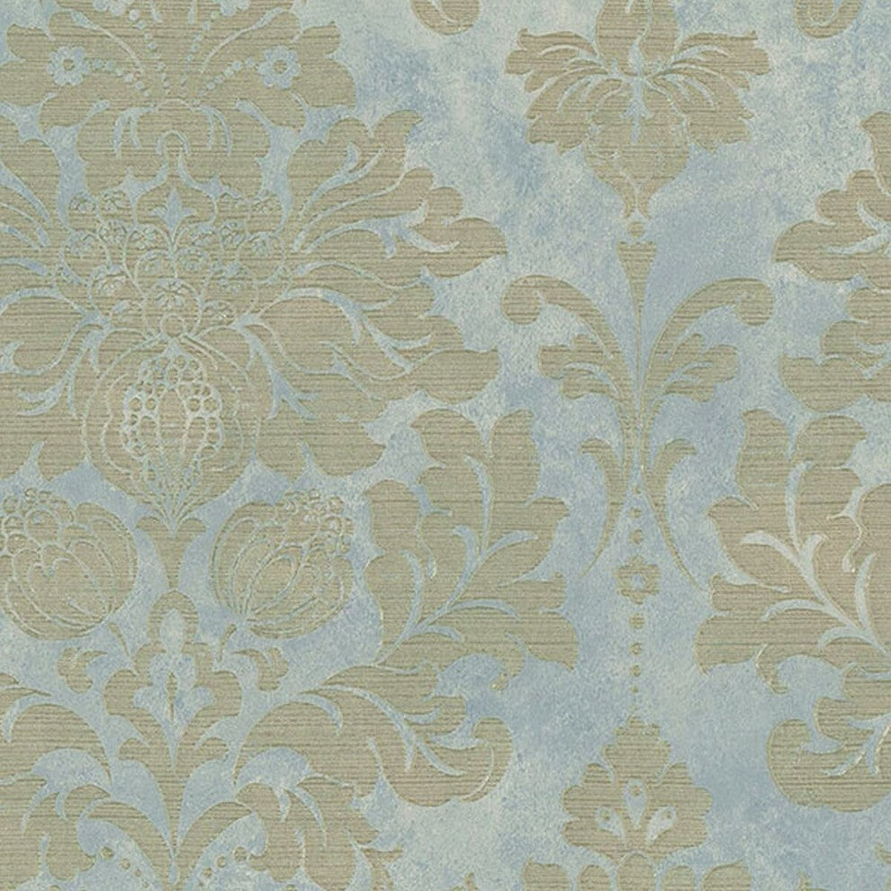 Silk Impressions 2, Contemporary Floral Light Blue, Beige Wallpaper Sample